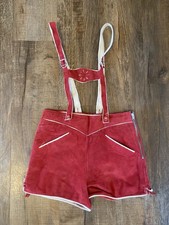 Vintage Red Suede Lederhosen Oktoberfest German Costume