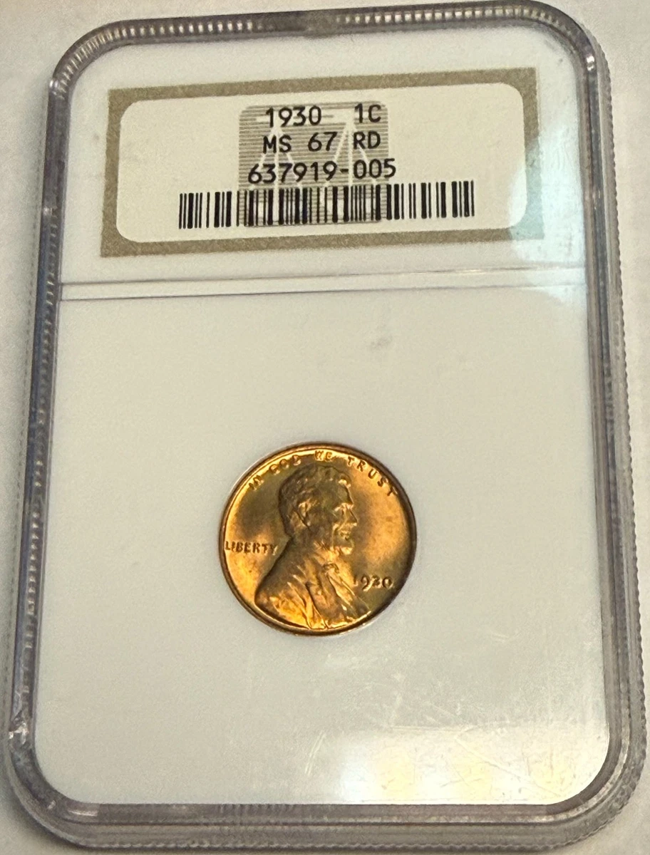 MS 67 Graded 1930 Year Lincoln Wheat US Small Cents (1909-1958