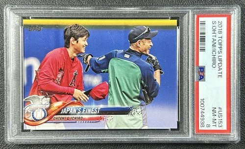 JAPAN'S FINEST SHOHEI OHTANI ICHIRO SUZUKI PSA 8 2018 TOPPS UPDATE #US153 ROOKIE