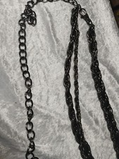 Black Rope Belt With Link Chain, Trendy And Stylish