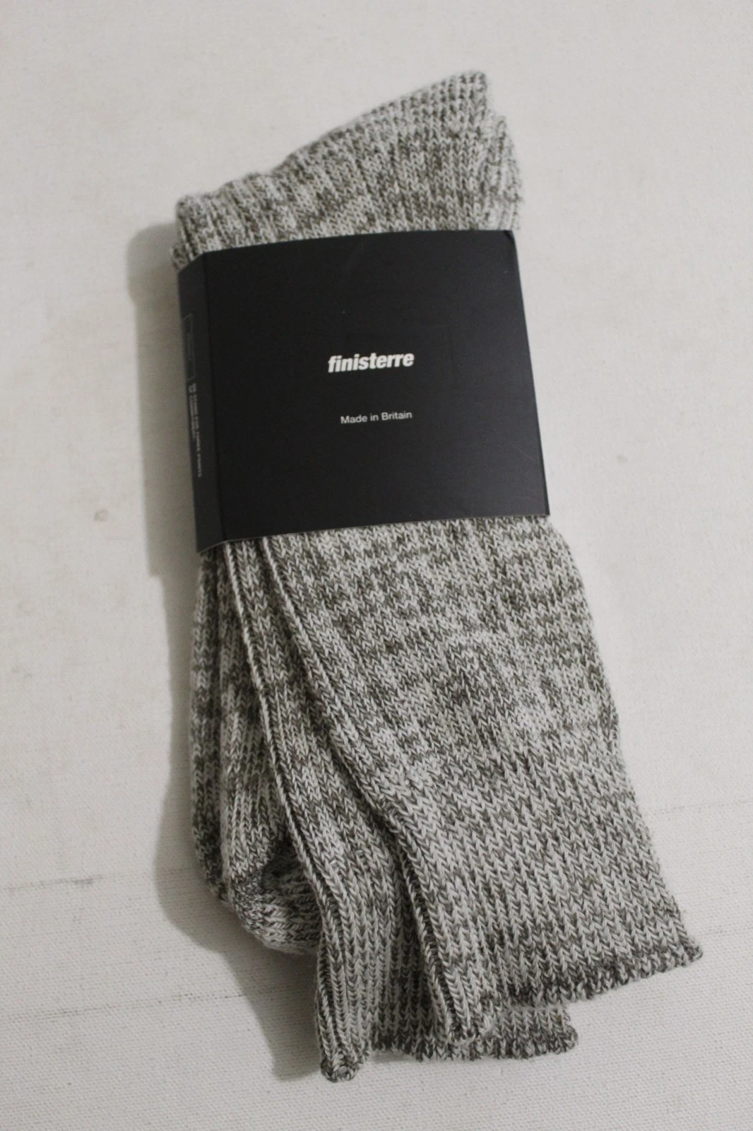 Khaki Marl Finisterre Kelson wool / nylon socks - size 10 - 12 - new