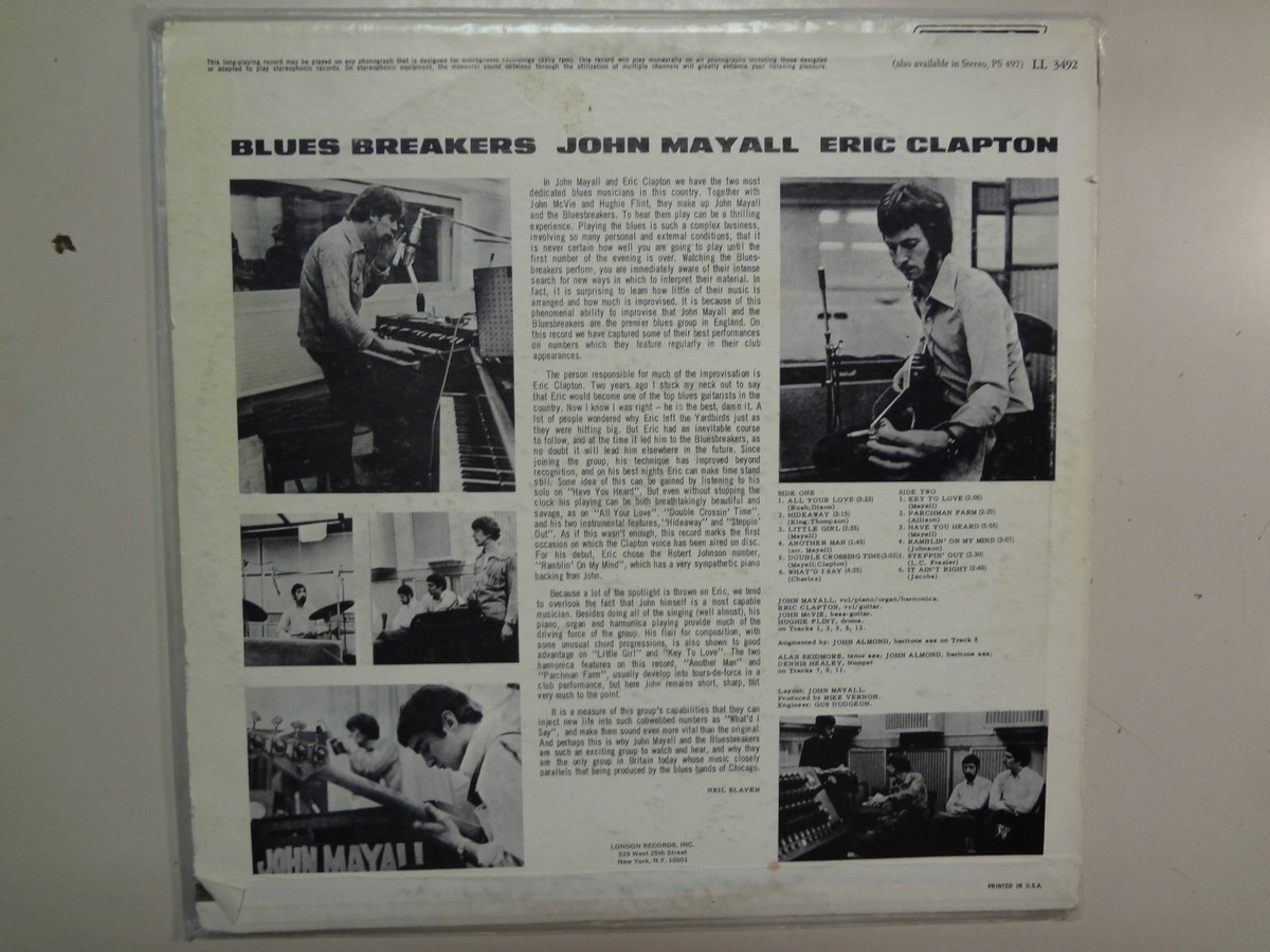 JOHN MAYALL,サイン入り,新品,Eric Clapton,Joe Wa John Mayall With Eric Clapton - Blues Breakers UK Mono J/T