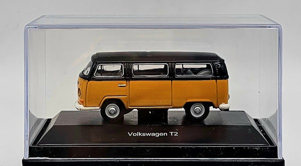 Volkswagen T2 Modellauto 1:87 Gelb Schwarz Schuco SammlerstüCk Neu & Ovp-image