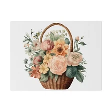 Flower Basket Matte Canvas, Stretched, 0.75"
