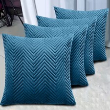 Quilted Embossed Velvet Cushion Covers 18x18" Set of 2 4 6 Bed Sofa Decor Pillow