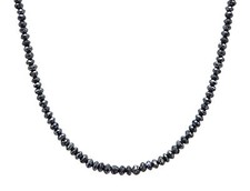 Certified Natural 18.00cts Cut Black Diamond Bead Necklace 24 Inches