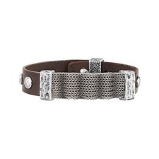 Bracciale uomo Seven-24 in pelle marrone con elementi metallici dal look antico