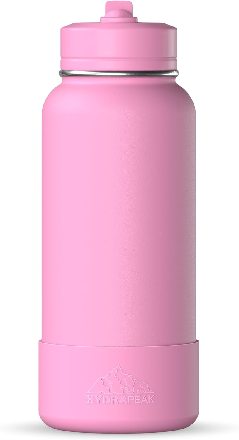 32Oz Sport Insulated Water Bottle with Straw or Chug Lid, Leak & Spill Proof, Ke