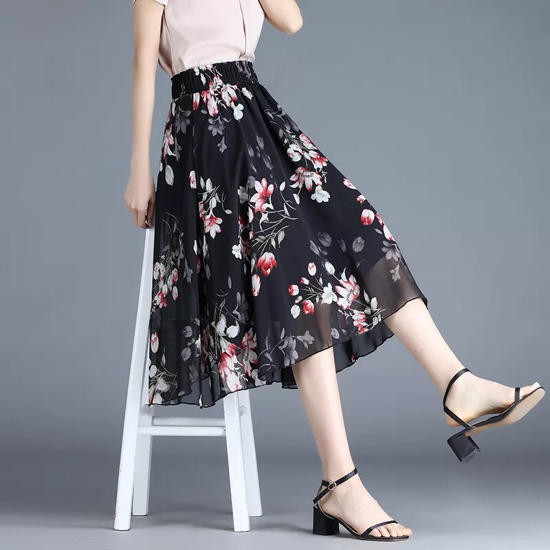 Chiffon skirt cheap tea length