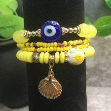 4 PC Handmade Bohemian Beaded Stackable Stretch Bracelet Set New Free Ship 9737