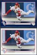 2022 Topps Series 1 Harrison Bader #225 Royal Blue Parallel & Base - Pair