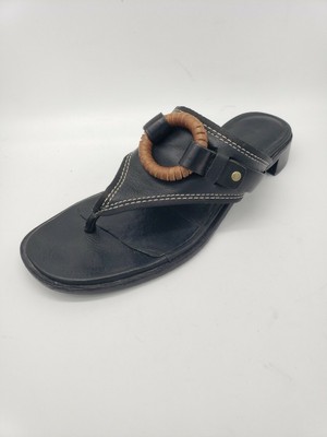 black leather sandals low heel