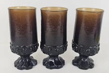 Franciscan Madeira Tiffin Smoke Brown 6.5" Water Tea Glasses Goblets Lot of 3 💙