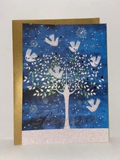Papyrus Boxed Christmas Card - Peace & Joy To All Glittered Doves 14ct