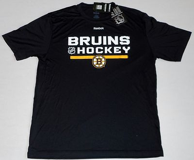 BOSTON BRUINS REEBOK CENTER ICE POLYESTER S/S T SHIRT MEN'S L XL BLACK NWT 