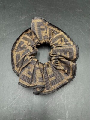 Fendi Vintage FF Zucca Logo Jacquard Scrunchie Hair Accessory Hair