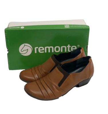 Remonte Rieker Milla Bootie Pump Brown Leather Heel Slip On Womens EU 41 US 9.5