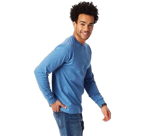 Blue Supreme Hanes Bones Thermal Crew Shirt Long Sleeve Men's Size