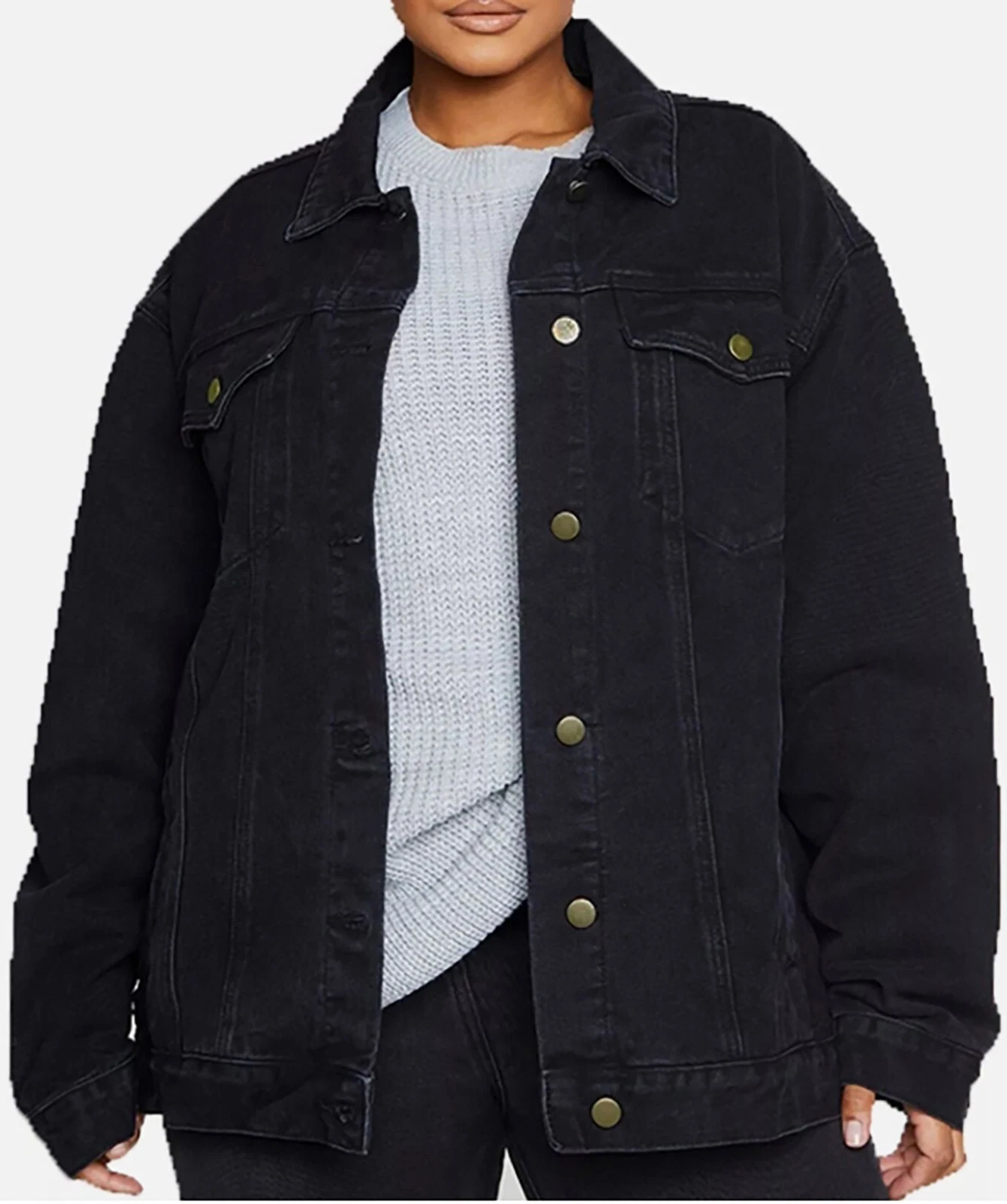 Ladies Plus Size New Black Denim Wash Oversized Boyfriend Jacket 100% Cotton
Opens in a new window o