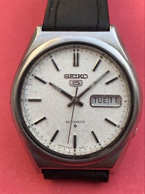 Vintage Seiko 5 Automatic Snow Flake White Dial 6309-8190 Japan