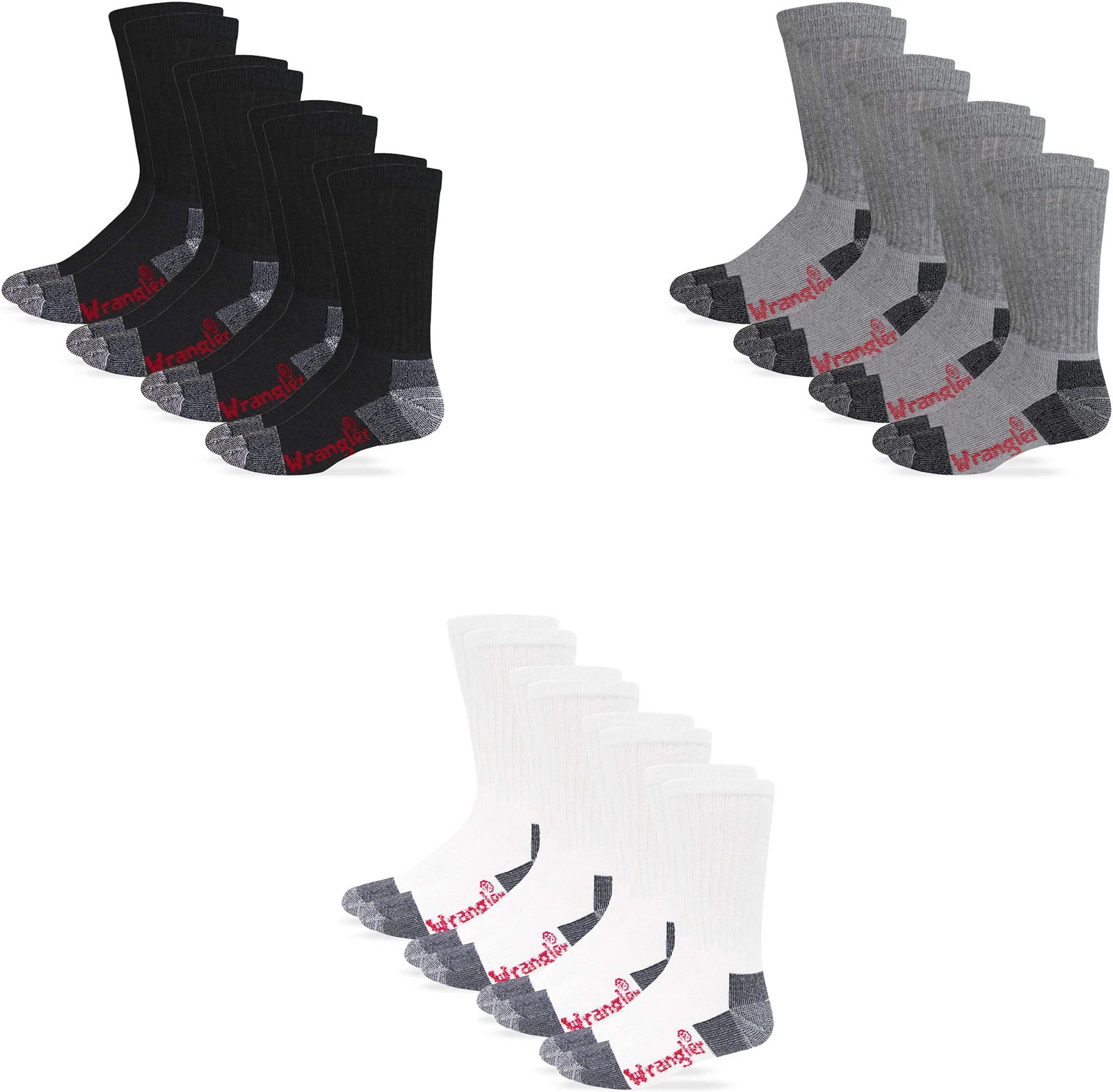 Wrangler Riggs Workwear Men's Steel Toe Cushioned Boot Socks (4 Pairs)