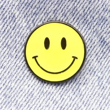 Yellow Smiley Face Emoji Enamel Pin Badge Brooch - Metal Fashion  Accessory