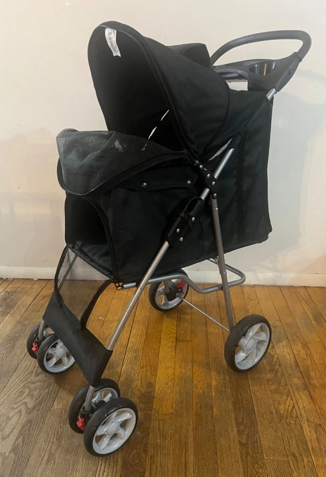 Cochecito para mascotas Oxgord Paws & Pals de 4 ruedas negro Foto 4 de 4