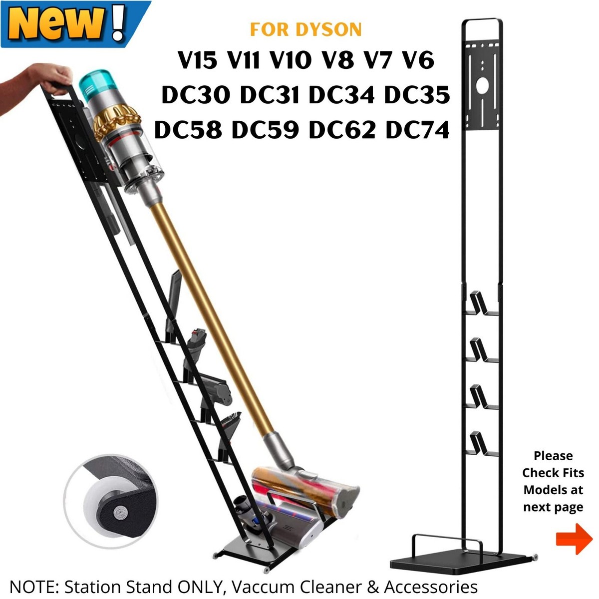 Vacuum Cleaner Stand for Dyson V15 V11 V10 V8 V7 V6 Holder Wheel