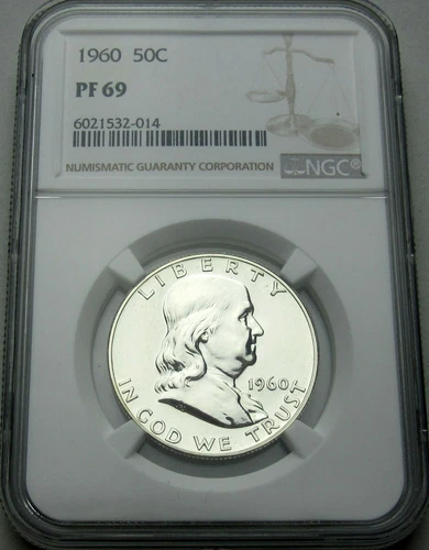 1960 Proof 69 Franklin Silver Half Dollar  Proof PF69 NGC NICE 