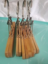 Set Of 5 Wood Pant Hangers Clothes Closet Storage No Padding Straight Hang