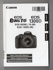 Canon EOS Rebel T6 / 1300D Genuine Camera Instruction Manual Guide 3 Languages 