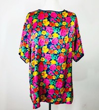 Vintage Victoria's Secret Satin Floral Rosette Print Intimates Sleep Shirt SMALL