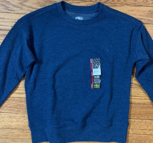 Athletic S (6-7) NEW Blue Fleece Pullover Sweatshirt Cotton Blend Unisex NWT 139 - Picture 2 of 6