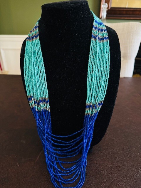 Beaded Long Multi Strand Waterfall Statement Neck… - image 8