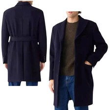 J Crew Coat 46L Navy Blue Wool Ludlow Topcoat Heavyweight Peak Lapel BS472 $598