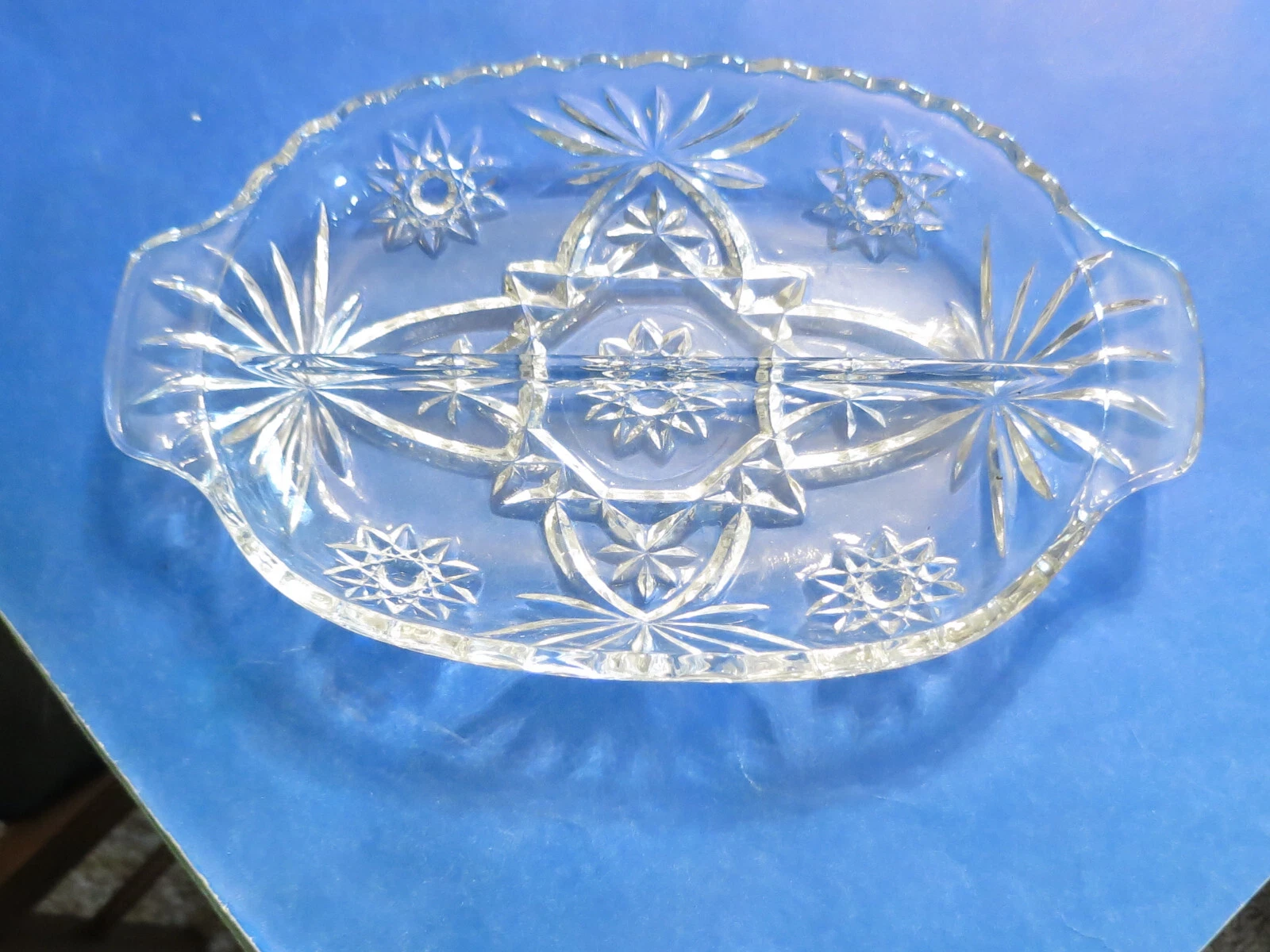 Vintage Anchor Hocking Glass Starburst American Prescut Divided Relish Tray