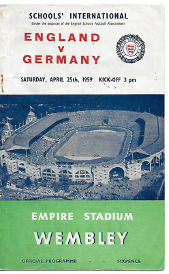 SCHOOLS INTERNATIONA ENGLAND v Germany 25/04/1959 programme plus