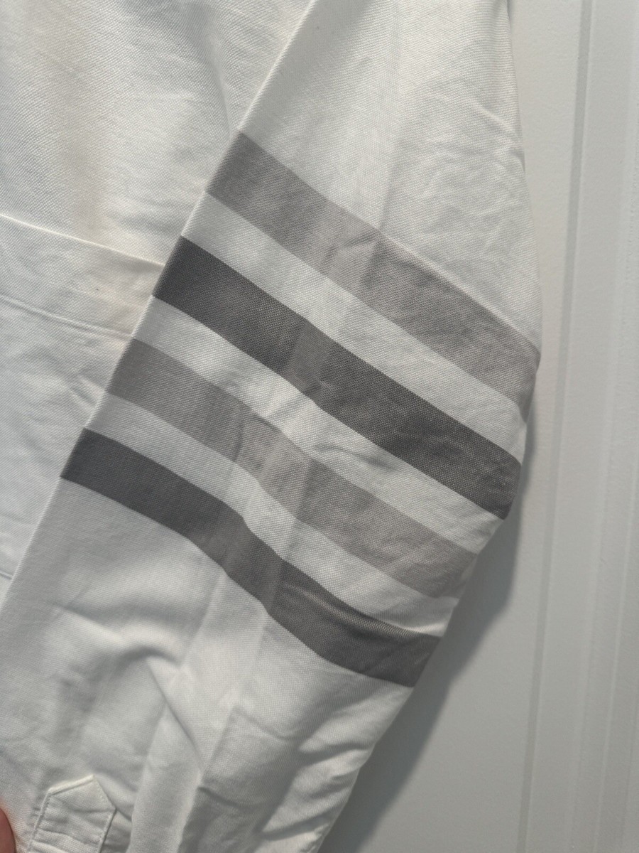 Thom Browne White Oxford LS Shirt White With Grey 4 Bar Size