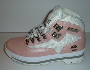 pink and white timberlands