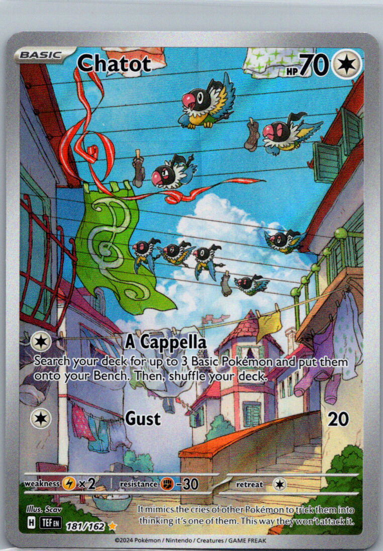 Chatot 181/162 SV Temporal Forces Illustration Rare Pokemon Card - NM