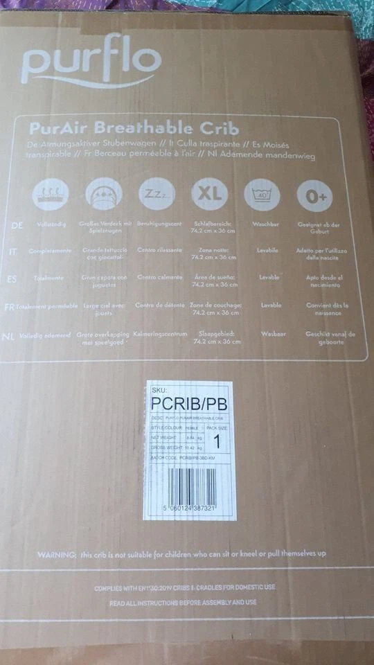 Purflo PurAir Breathable Bedside Crib. Brand New. - Image 2 of 4