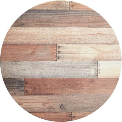 36'' Round All-Weather Restaurant Table Top w/ Textured Mixed Plank Laminate Top