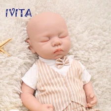 IVITA 18'' Handmade Eyes Closed Floppy Silicone Reborn Doll Baby Boy Toy Gift