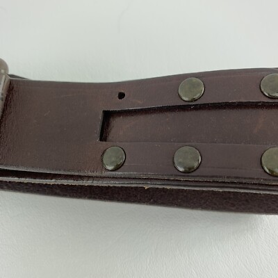 J Crew Brass Studded Brown Genuine Leather Belt 44 display picture 3