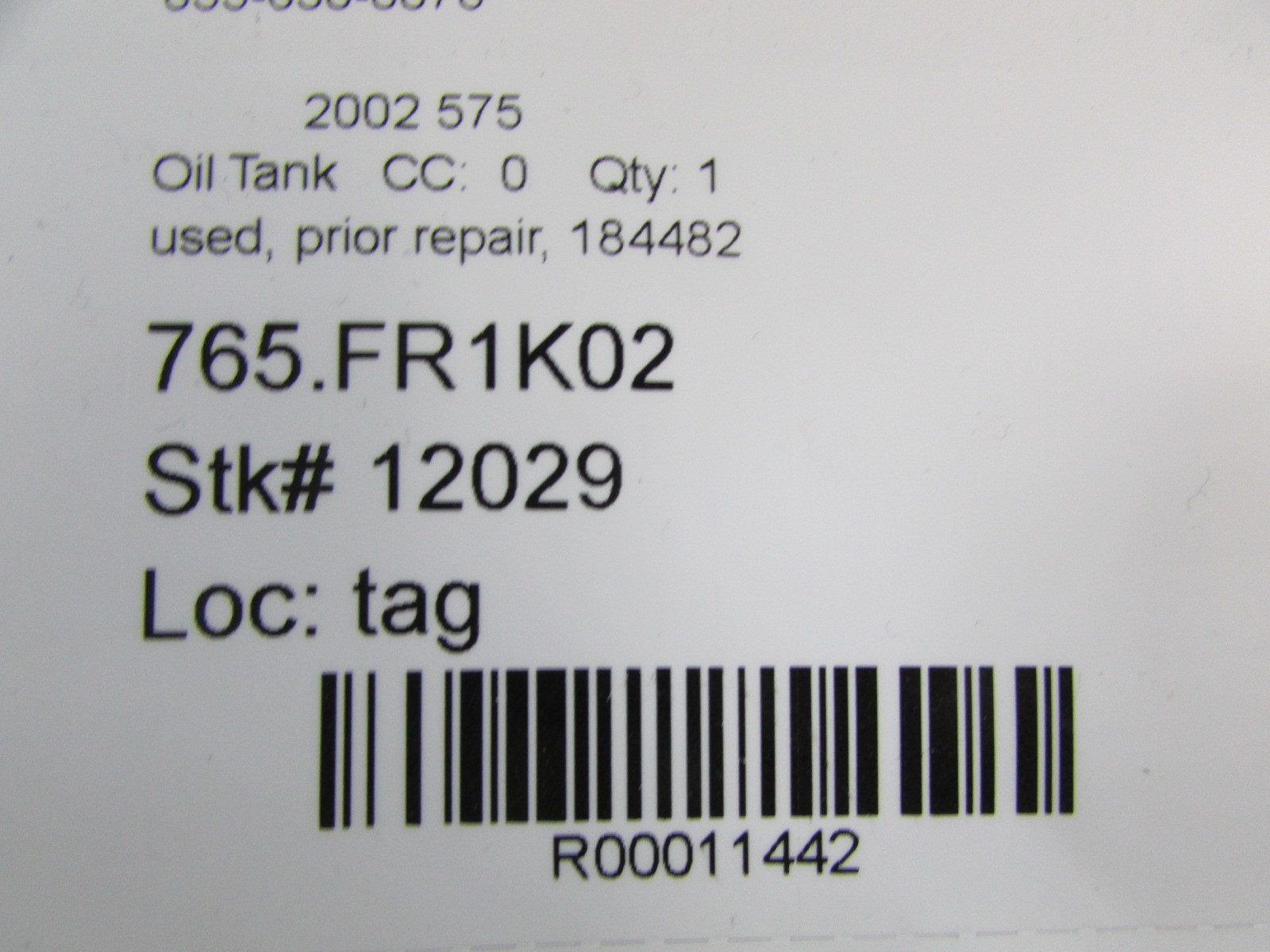 Ferrari 575, Engine Oil Tank, Used, P/N 184482