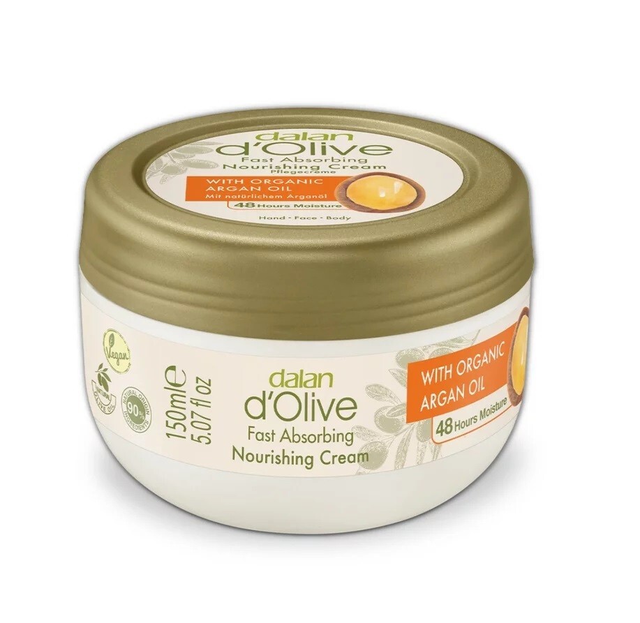 59,89€/L- 3x Dalan d'Olive Pflegecreme mit Bio-Arganöl – Dose 150ml