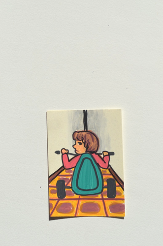 ACEO Originals The shining Danny Horror Original Art Paintings not print - Picture 3 of 3