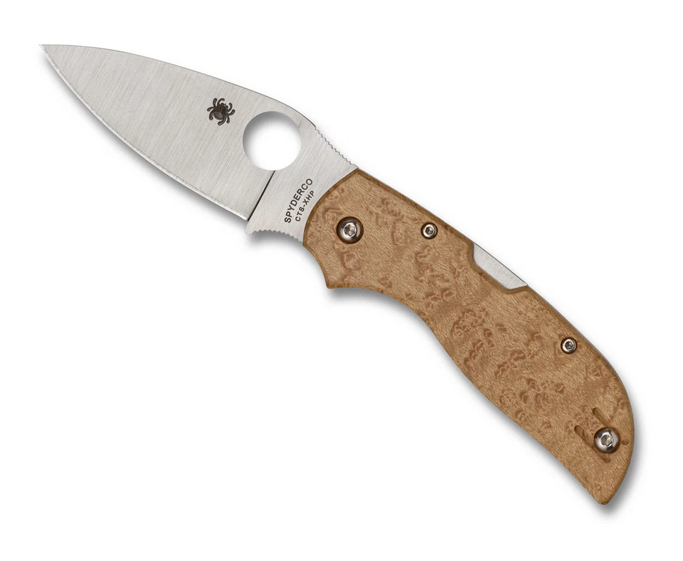 Cuchillos Spyderco Chaparral Lockback Birdseye madera de arce XHP acero inoxidable C152WDP Foto 3 de 4