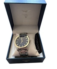 Gianello Genuine Diamond Echo Round silver link watch carat size 1/10 new