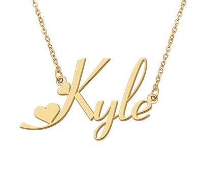 18 Karat vergoldet Kyle Herz Namenskette Edelstahl für Damen Geburtstag Gra
